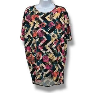 LuLaRoe Top Women's XXS Multicolor Plus Size Irma Geometric Floral So So…